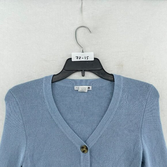 Fashion Nova Cardigan Women's Sz L Blue Knitted Button-Up V-Neck Cropped - Picture 11 of 11